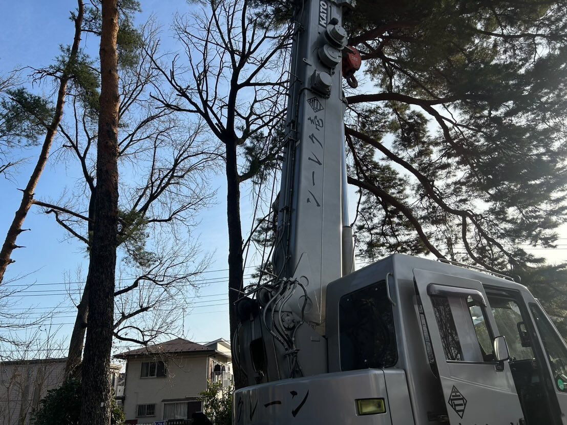 室外機、伐採、ユニットハウス、モルタル、機材、モデルハウス建