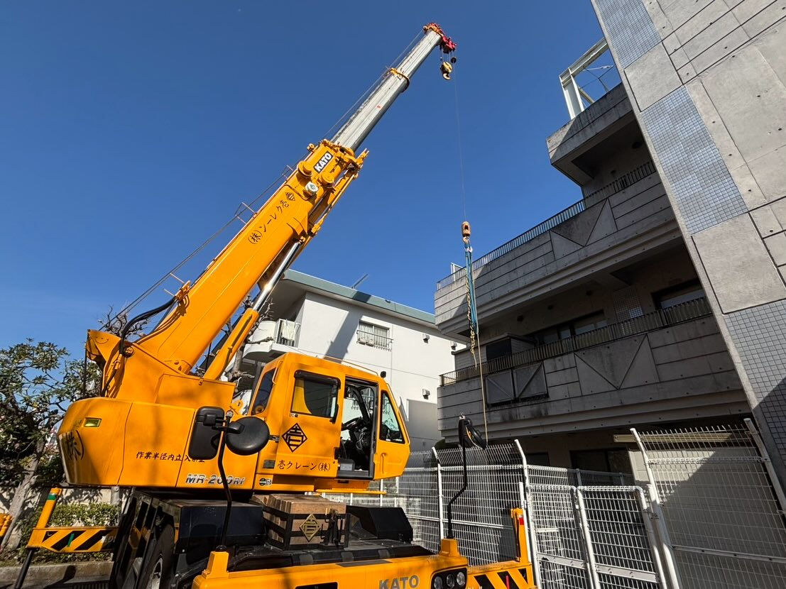 伐採作業、足場材、木造建て方